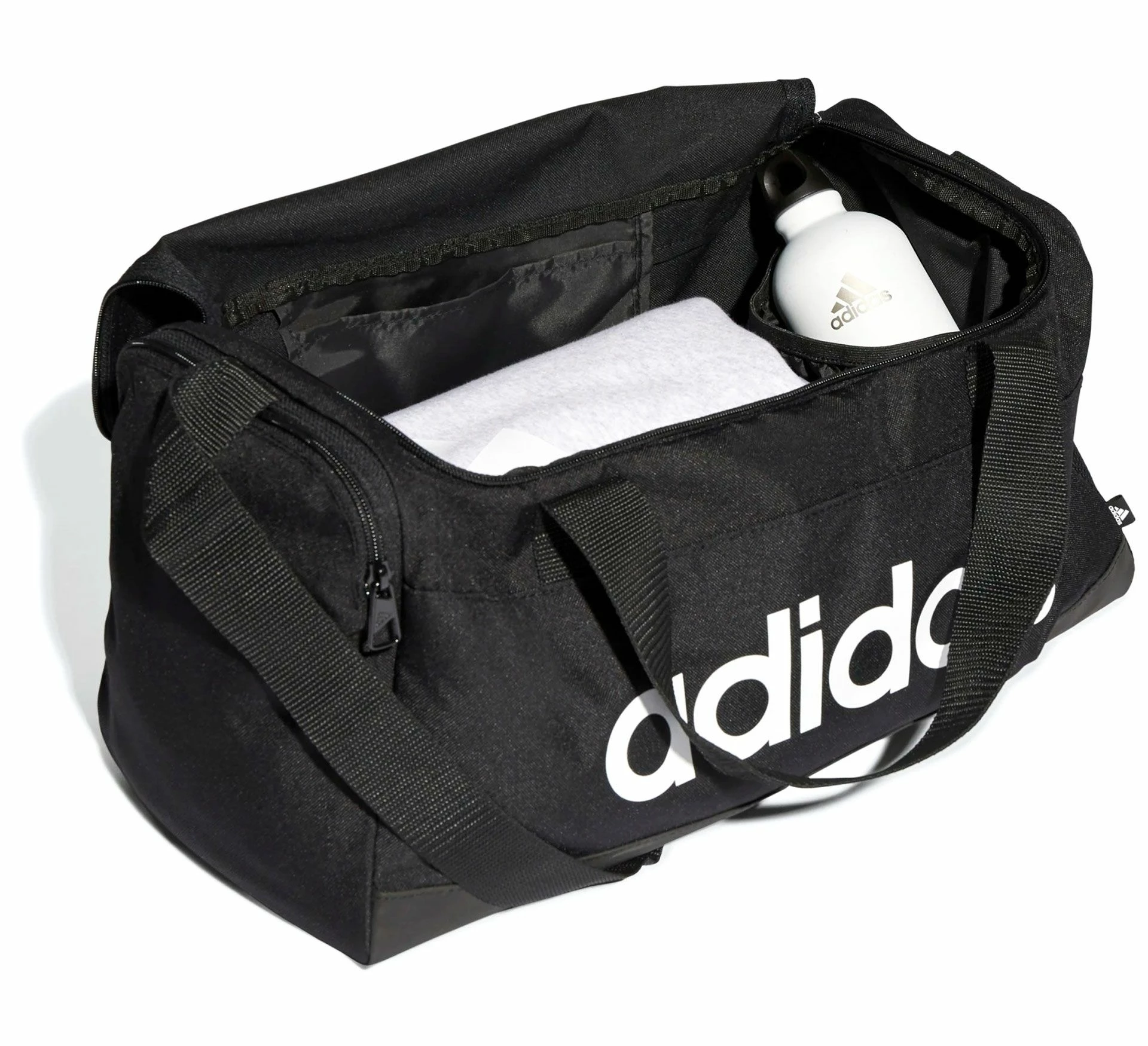 Adidas Essentials Logo Duffeltasche XS Schwarz - Weiß 6 Adidas Essentials Logo Duffeltasche XS Schwarz - Weiß – Bild 4