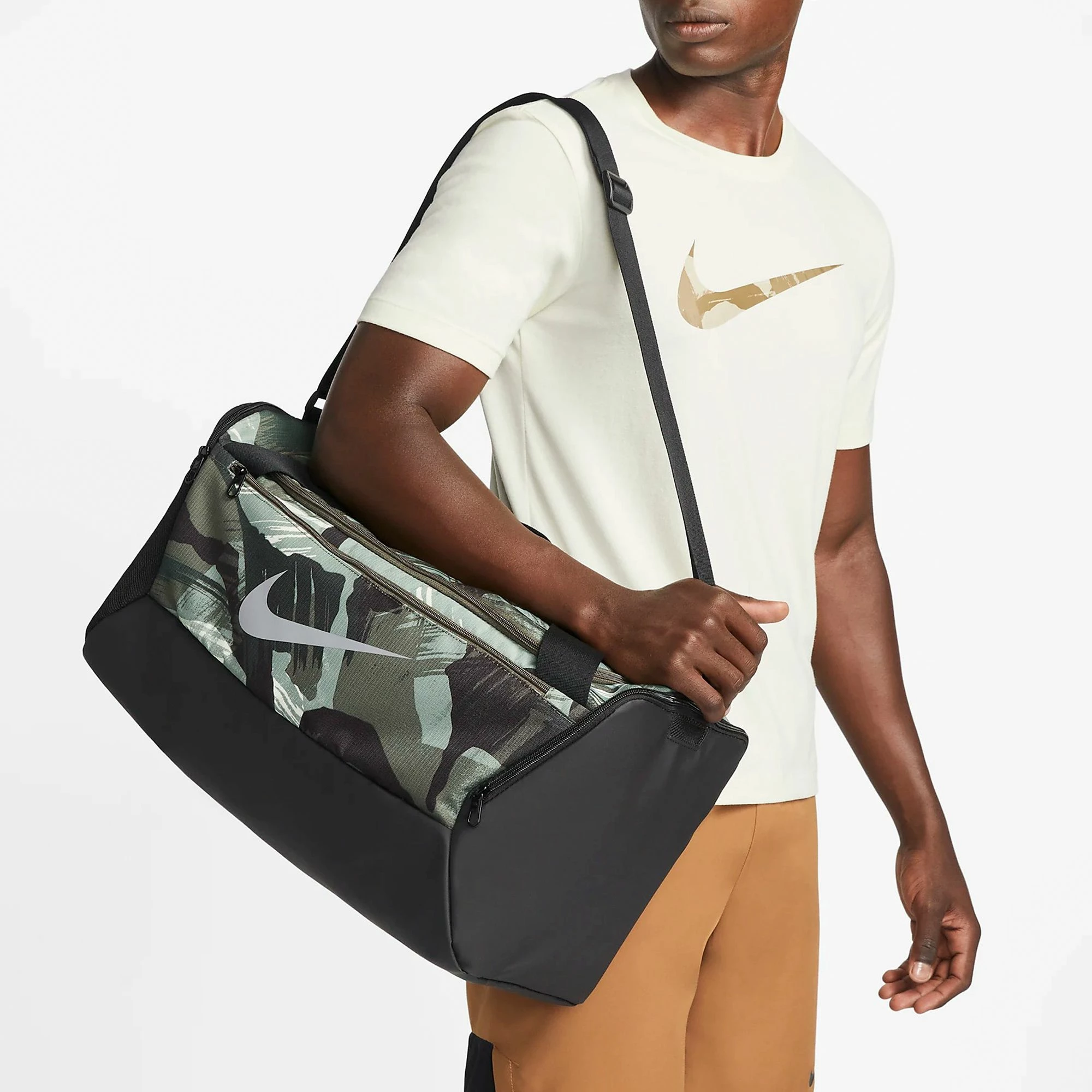 Nike Brasilia 9.5 Sporttasche S Grün Camouflage - Schwarz – Bild 10